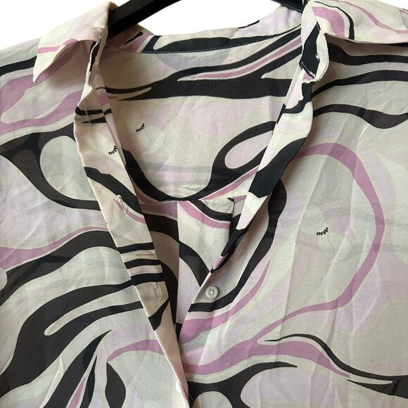 DYNAMITE Sheer Patterned Blouse - Picture 2 of 2